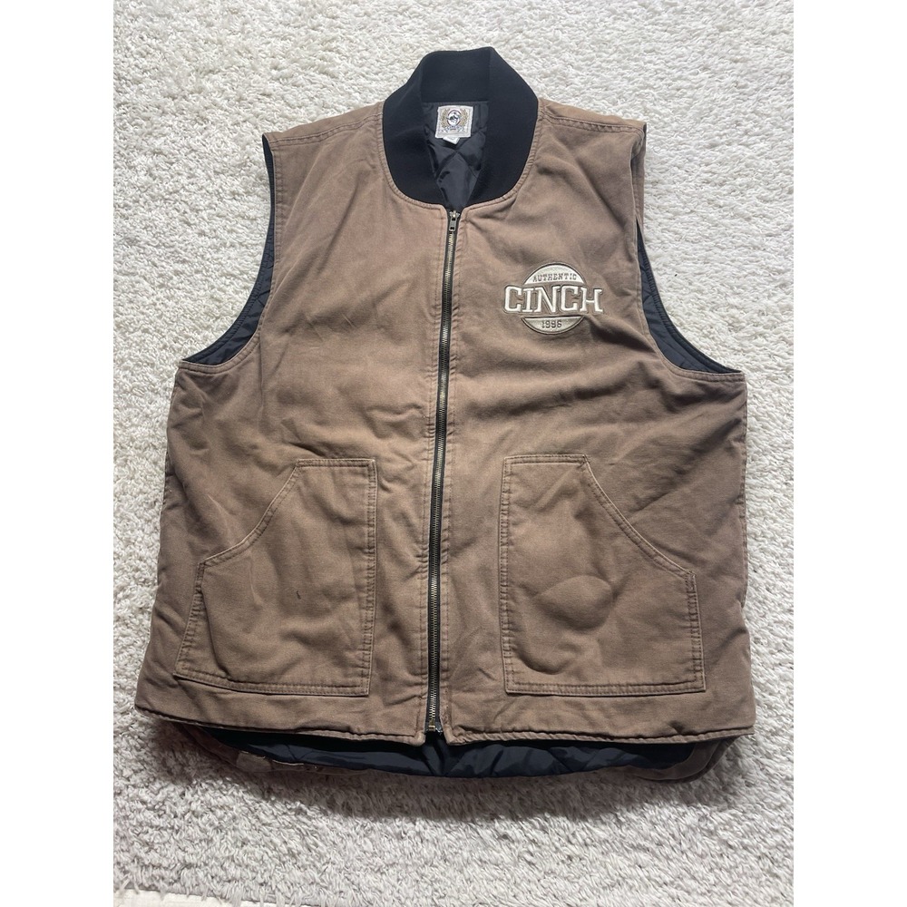 Cinch Men's 2XL Brown Canvas Vest Large Spellout